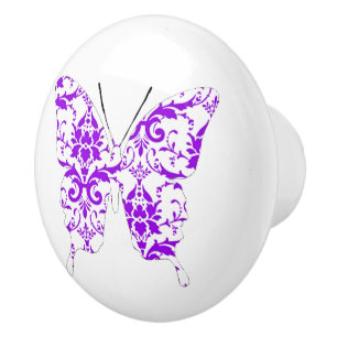 Butterfly Collage Paars Damask Keramische Knop