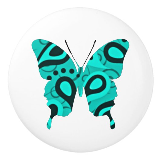 Butterfly Collage Paisley Keramische Knop (Voorkant)