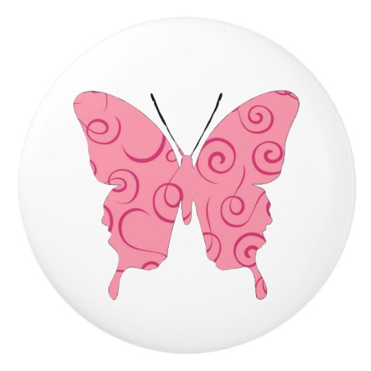 Butterfly Collage Rosy Swirls Keramische Knop (Voorkant)