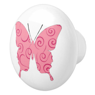 Butterfly Collage Rosy Swirls Keramische Knop
