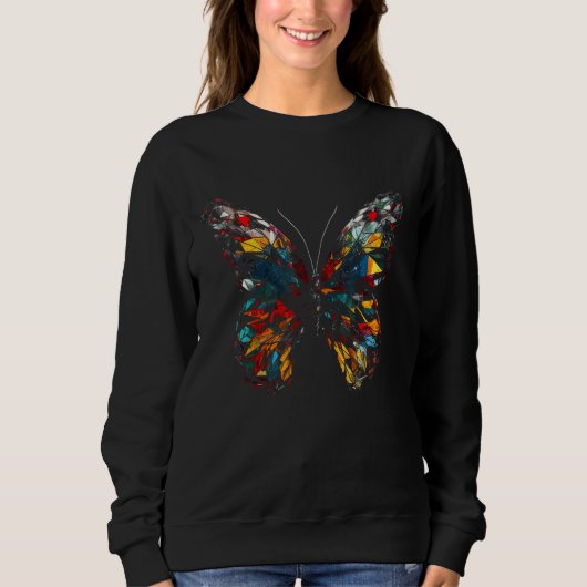 Butterfly Colourful Polygon Animal Butterfly Trui (Voorkant)