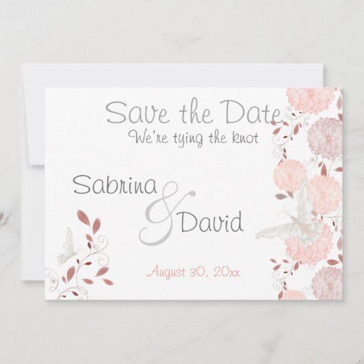 Butterfly Coral Chrysanthemums Save the Date (Voorkant)