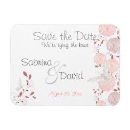 Butterfly Coral Chrysanthemums Save the Date Magneet