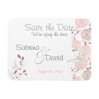 Butterfly Coral Chrysanthemums Save the Date Magneet