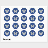 Butterfly Country Zomer Geel en Blauw Patroon Ronde Sticker (Vel)