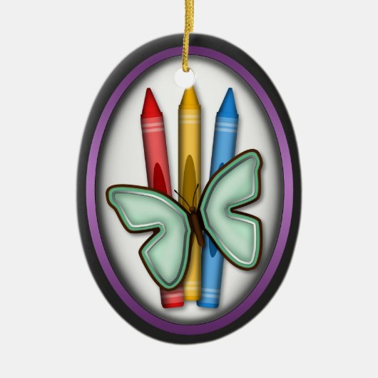 Butterfly & Crayons - Gift for Artist Ornament (Voorkant)