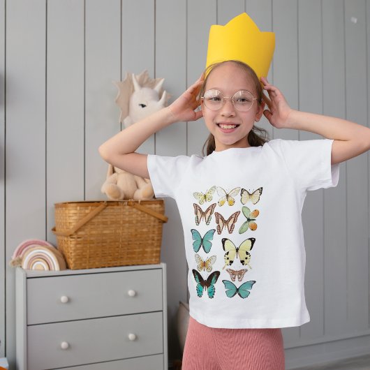 Butterfly Cream Pattern Kinder Shirts