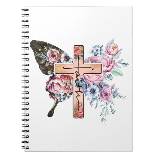 Butterfly Cross Faith floral Notitieboek (Voorkant)