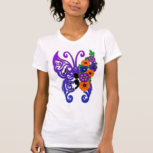 Butterfly...CRPS, bipolair, Fibro, OA...Becky T-shirt (Voorkant)