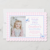 Butterfly Custom Foto Tweede Verjaardag uitnodigin Kaart (Voorkant)