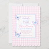 Butterfly Custom Foto Tweede Verjaardag uitnodigin Kaart (Voorkant)