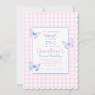Butterfly Custom Foto Tweede Verjaardag uitnodigin Kaart