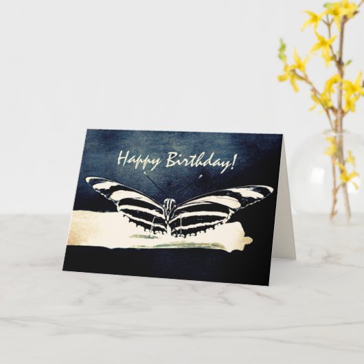 Butterfly Custom Happy Birthday Kaart (Gele Bloem)