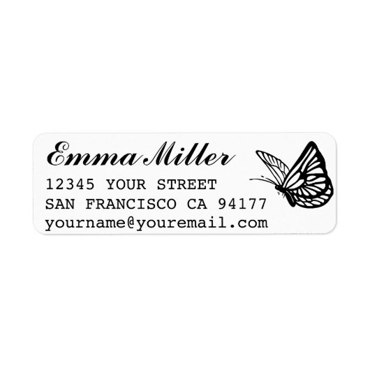 Butterfly Custom Name Return-adres Etiket (Voorkant)