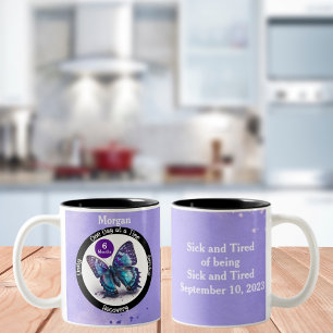 Butterfly Custom Sobriety Gift - Clean Gift Tweekleurige Koffiemok