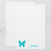 Butterfly Cute Personalized Girly Name Briefpapier (Voorkant / Achterkant)