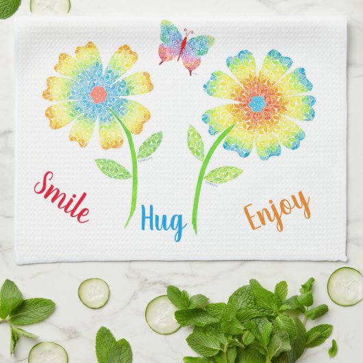 Butterfly & Daisies Dish Towel Theedoek (Gevouwen)