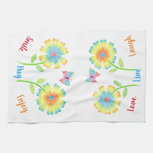 Butterfly & Daisies Dish Towel Theedoek (Horizontaal)