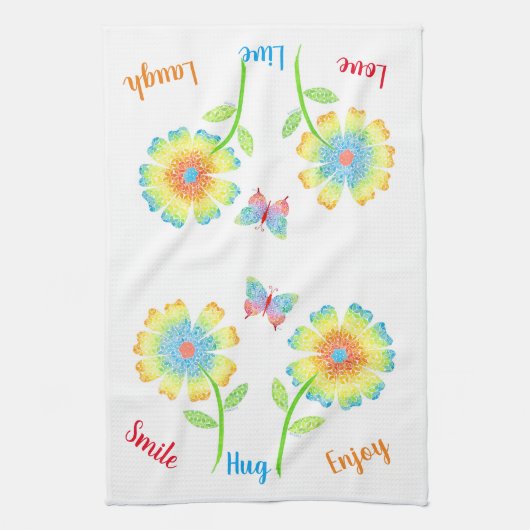 Butterfly & Daisies Dish Towel Theedoek (Verticaal)
