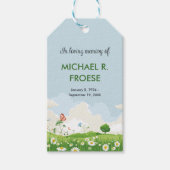 Butterfly Daisy Meadow begrafenis herdenkingsfoto Cadeaulabel (Voorkant)