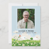 Butterfly Daisy Meadow Viering van het Leven Foto Kaart (Achterkant)