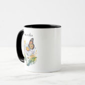 Butterfly Daisy Two-Tone Personalized Mug Mok (Voorkant links)