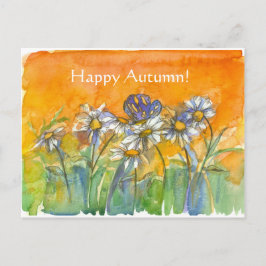 Butterfly Daisy Waterverf Flowers Happy Autumn Briefkaart