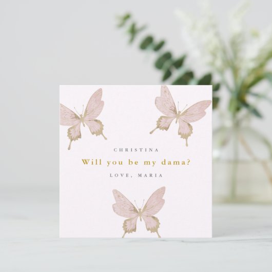Butterfly Dama Voorstel Quinceanera Uw eigen tekst Kaart (Staand voorkant)