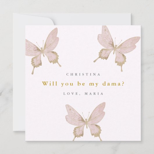 Butterfly Dama Voorstel Quinceanera Uw eigen tekst Kaart (Voorkant)