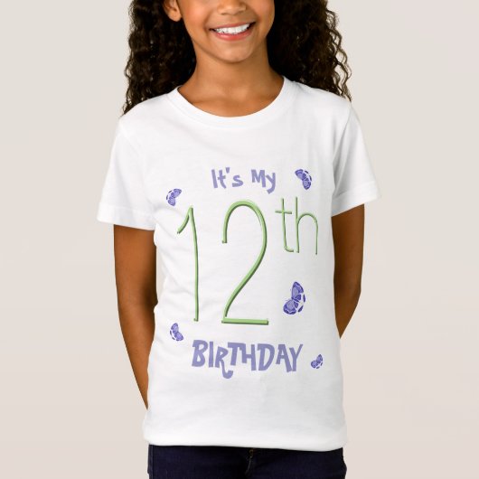 Butterfly Dance 12th Birthday Party T-shirt (Voorkant)