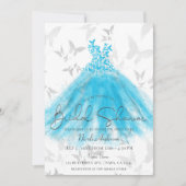 Butterfly Dance Aqua Blue Dress Vrijgezellenfeest Kaart (Voorkant)