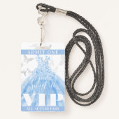Butterfly Dance Blue Silver Sweet 16 VIP Pass Badge (Achterkant met draagriem)
