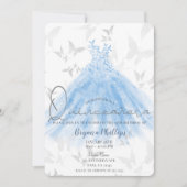 Butterfly Dance Blue Sparkle Dress Quinceañera 15 Kaart (Voorkant)