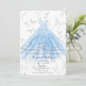 Butterfly Dance Blue Sparkle Dress Sweet 16 Party Kaart (Staand voorkant)