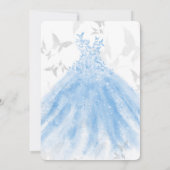 Butterfly Dance Blue Sparkle Dress Sweet 16 Party Kaart (Achterkant)