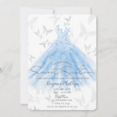 Butterfly Dance Blue Sparkle Dress Sweet 16 Party Kaart (Voorkant)