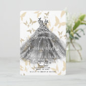 Butterfly Dance Dress Black & Gold 15 Quinceañera Kaart (Staand voorkant)