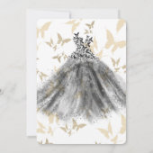 Butterfly Dance Dress Black & Gold Quinceañera 15 Kaart (Achterkant)