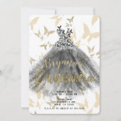 Butterfly Dance Dress Black & Gold Quinceañera 15 Kaart (Voorkant)