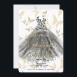 Butterfly Dance Dress Black Gold Sweet 16 16th Kaart<br><div class="desc">Aanpassen voor elke gebeurtenis</div>