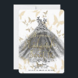 Butterfly Dance Dress Black Gold Sweet 16 16th Kaart<br><div class="desc">Aanpassen voor elke gebeurtenis</div>