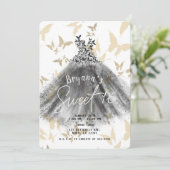 Butterfly Dance Dress Black & Gold Sweet 16 Kaart (Staand voorkant)