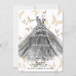 Butterfly Dance Dress Black Gold Sweet 16 Kaart