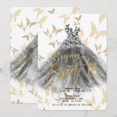 Butterfly Dance Dress Black & Gold Sweet 16 Kaart (Voorkant / Achterkant)