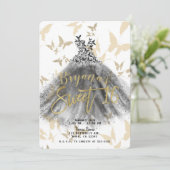 Butterfly Dance Dress Black & Gold Sweet 16 Kaart (Staand voorkant)