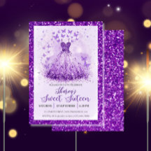 Butterfly Dance Glitter Purple Dress Sweet 16 