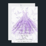 Butterfly Dance Paarse Dress Sweet 16 Party Kaart<br><div class="desc">Aanpassen voor elke gebeurtenis</div>