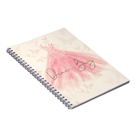 Butterfly Dance Peach Sparkle Dress Droom Groot Notitieboek (Rechterzijde)