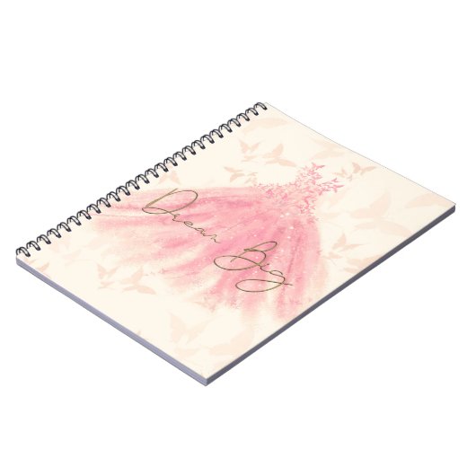 Butterfly Dance Peach Sparkle Dress Droom Groot Notitieboek (Linkerzijde)