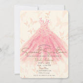 Butterfly Dance Peach Sparkle Dress Sweet 16 Party Kaart (Voorkant)